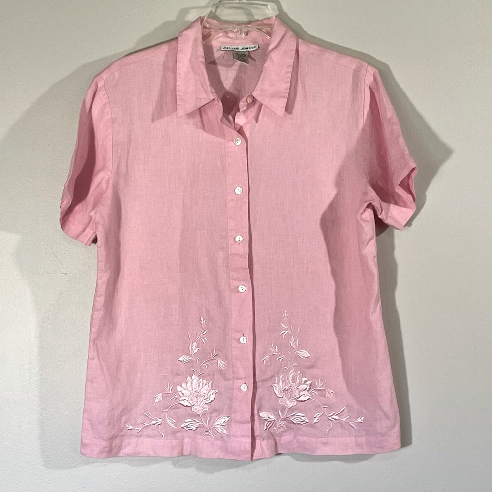 Jillian Jones Embroidered‎ Linen Camp Shirt